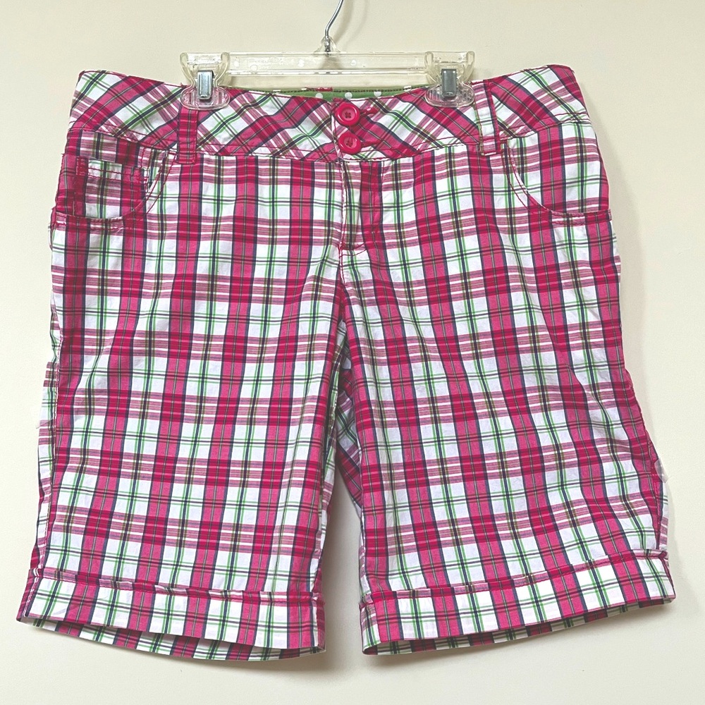 Pretty, Preppy, Plaid Bermuda Shorts ~ Pink & Green ~ 100% Cotton ~ Size: 11